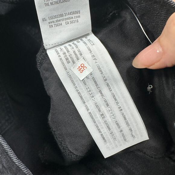 Abercrombie & Fitch The Skinny High Rise Edgy Distressed Ripped Black Jeans 28 - Picture 10 of 15